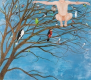 Gott bringt den Vögeln das Fliegen bei, Öl auf Leinwand, 210 x 240 cm, 2012/13