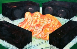 Musik hören, Öl auf Leinwand, 160 x 250 cm, 2006