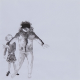 Heiß–kalt, Pinselzeichnung, Tusche auf Papier, 21,5 x 21,5 cm, 2009