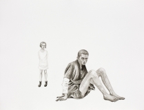 Geschwister, Pinselzeichnung, Tusche auf Papier, 47 x 62 cm, 2016